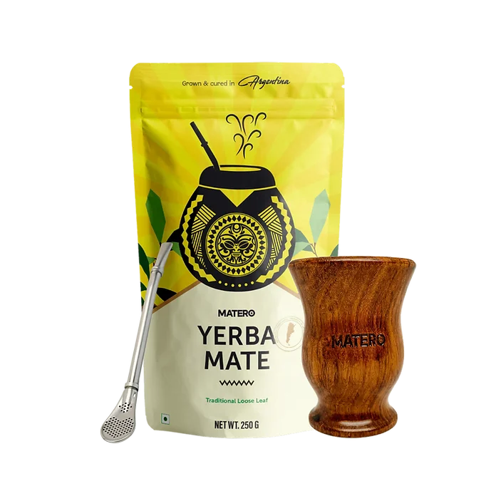 Traditional Yerba Mate Kit with Wooden Gourd