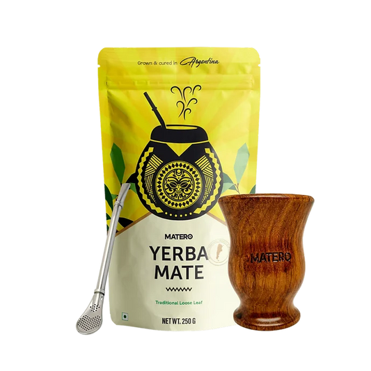 Traditional Yerba Mate Kit with Wooden Gourd